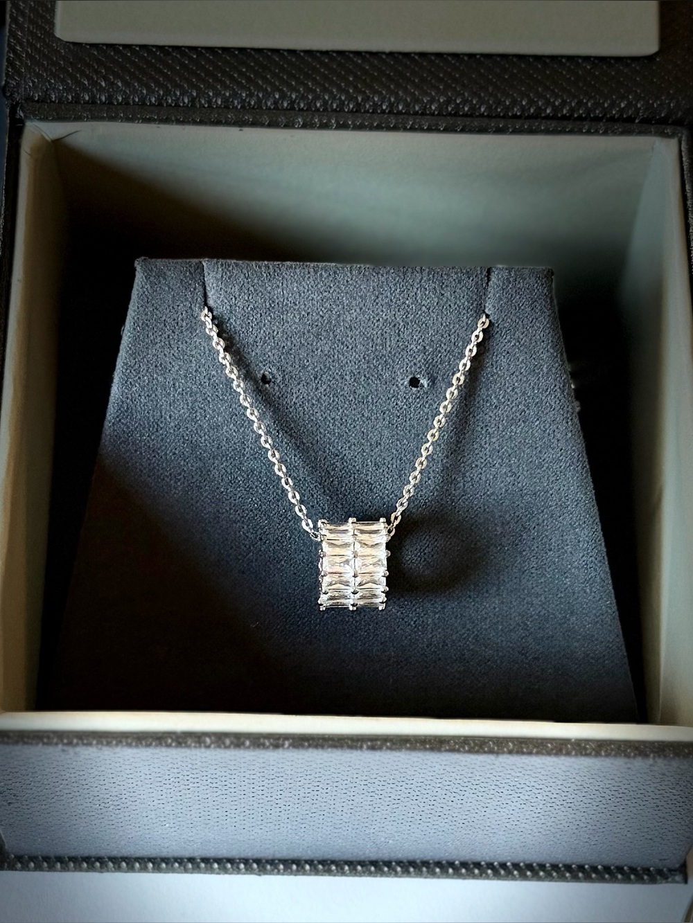 Delicate Silver Crystal Bar Necklace